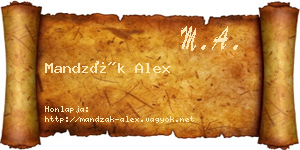 Mandzák Alex névjegykártya